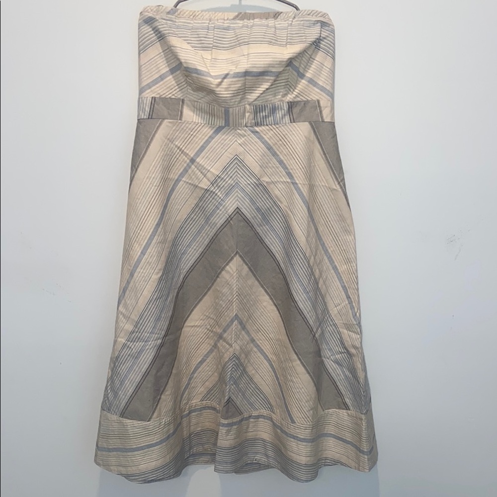 Elegant Strapless Striped Dress
